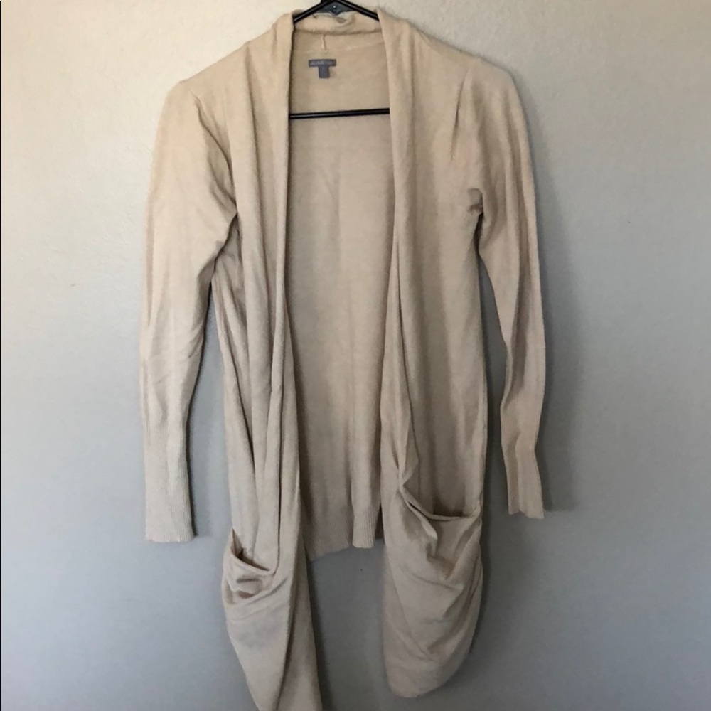 Beige/cream open front cardigan with pockets